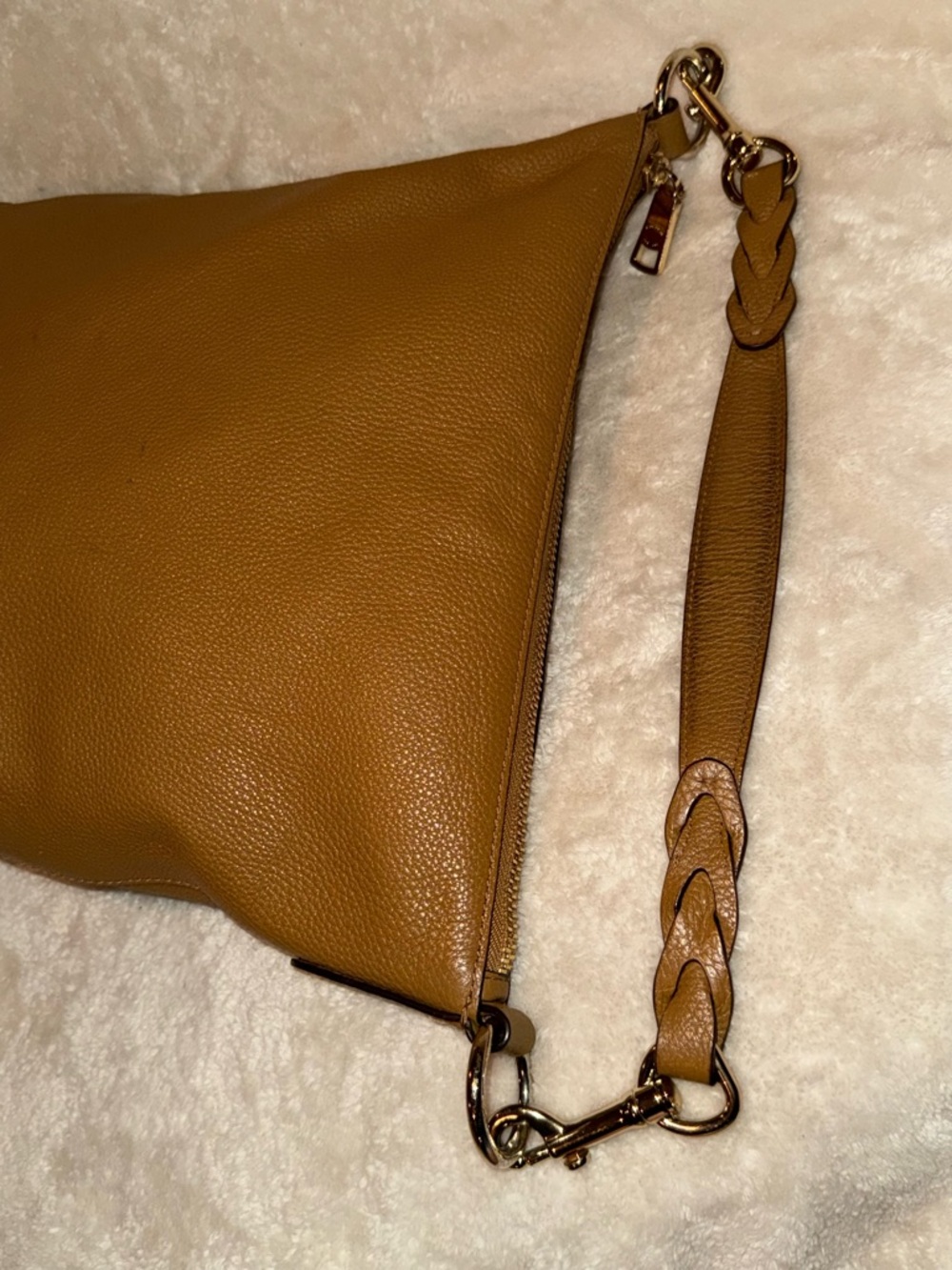 Coach Abby Duffle Leather Hobo Bag Camel Tan Braided Handle & Crossbody Strap - Picture 8 of 16